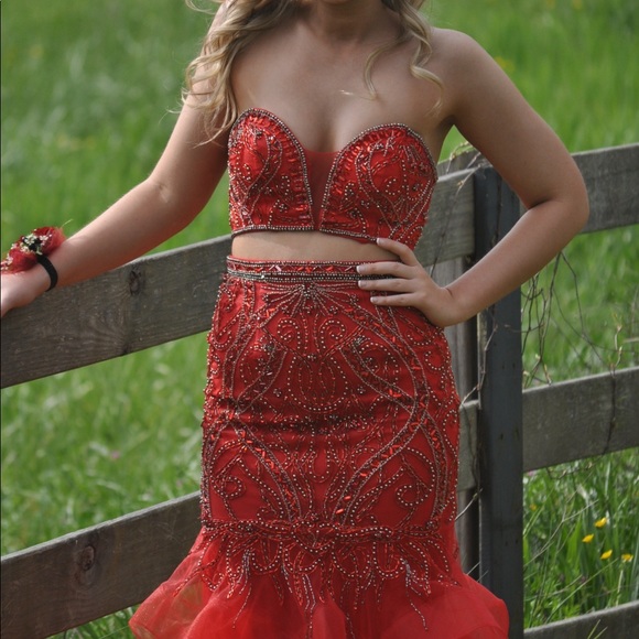 Two Piece Mermaid Prom Dress - Picture 3 of 7
